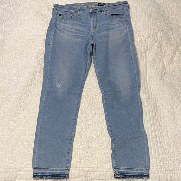 AG Adriano Goldschmied Sky Blue Cropped Jeans - Picture 1 of 5